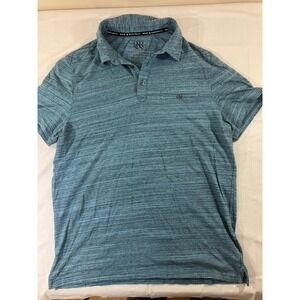 Rock & Republic Mens Polo Shirt‎ Size L Blue Marled Short Sleeve Casual Top